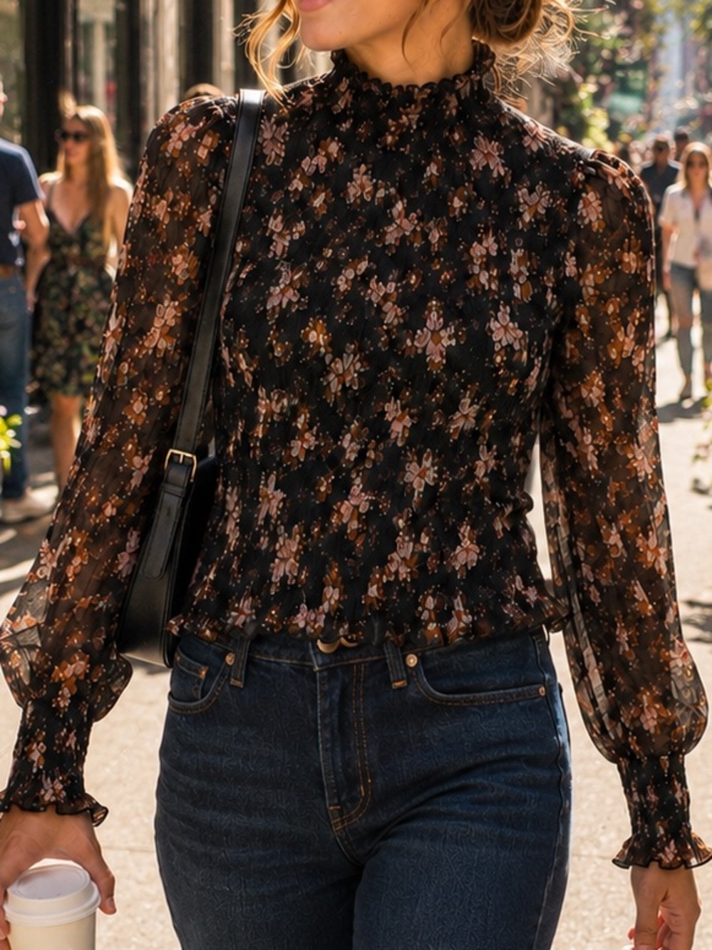 Veronica Beard Faire Floral Blouse Black Size 4 - EUC
